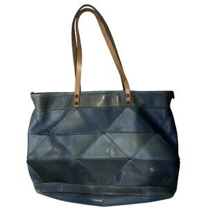 Old Trend Modern Vintage Prism Blue Teal Leather Purse Tote